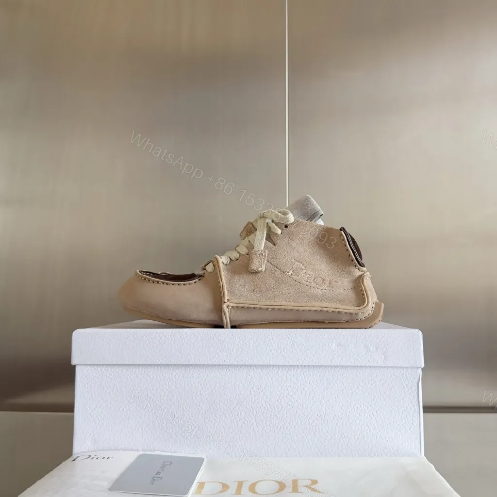 View 9 of Chic Luxury High-Top Sneakers: Suede & Mesh, Neutral Tone