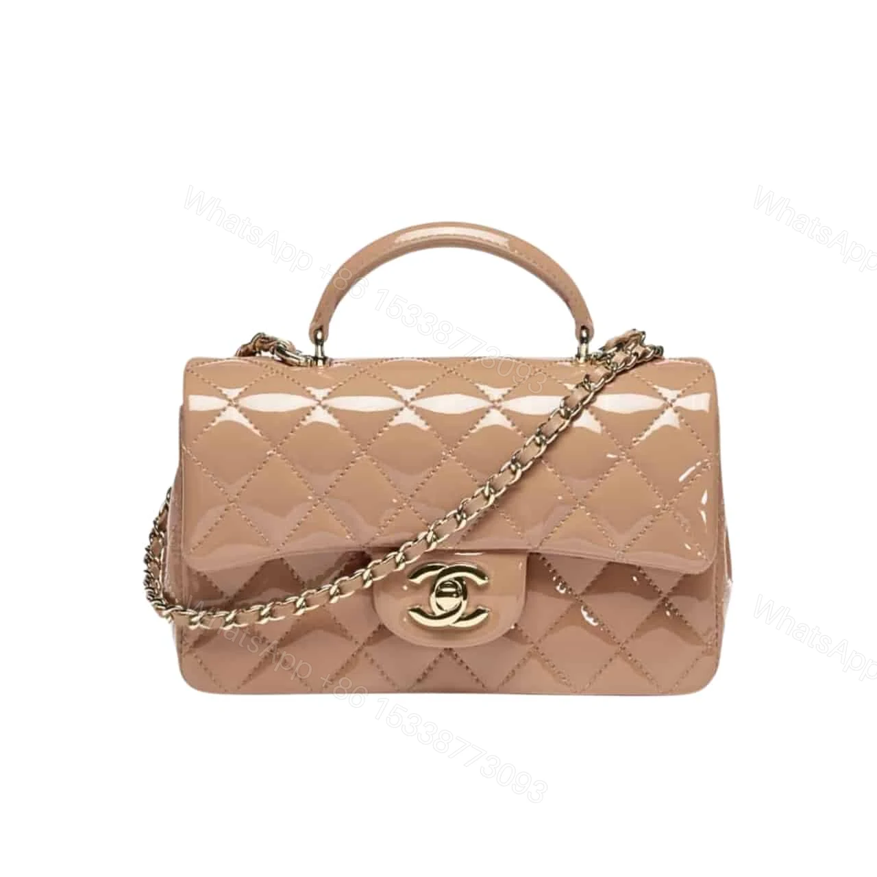 Chanel Mini Classic Bag With Top Handle Dark Beige 20Cm AS2431 B18237 NZW53 — view 1
