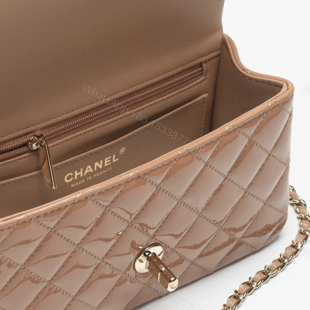 View 3 of Chanel Mini Classic Bag With Top Handle Dark Beige 20Cm AS2431 B18237 NZW53