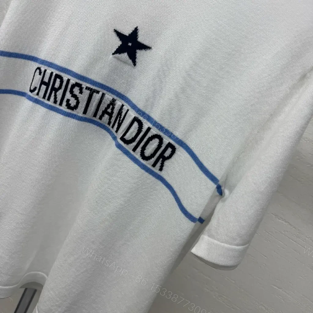 View 4 of White Cropped Crewneck Tee with Dior Graphic, Modern Luxe Comfort