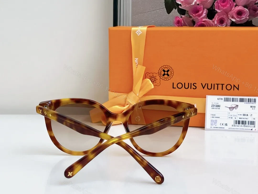 View 5 of Tortoise Frame Sunglasses with LV Detailing, Lightweight, UV400