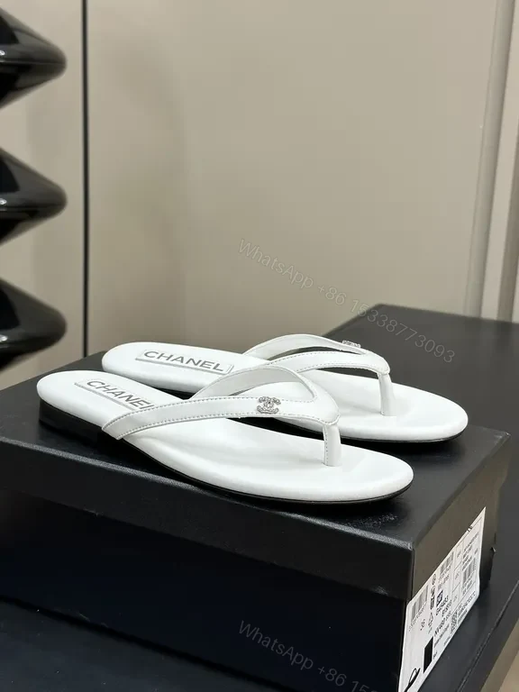 View 2 of White Chanel-Style Flip-Flops: Luxe Comfort Sandals