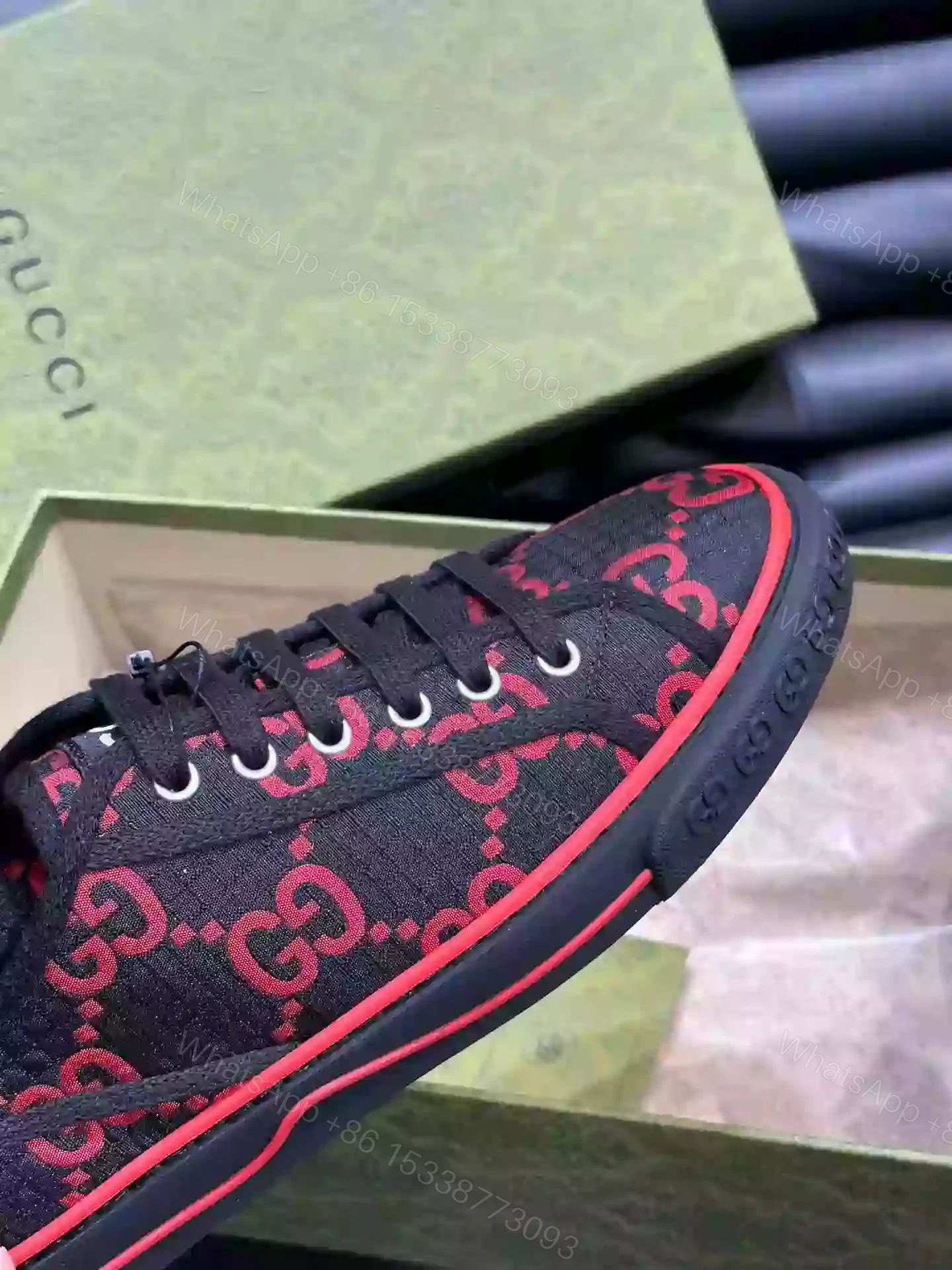 View 7 of GUCCI TENNIS 1977 SHOES SNEAKERS IN BLACK/RED – GC282