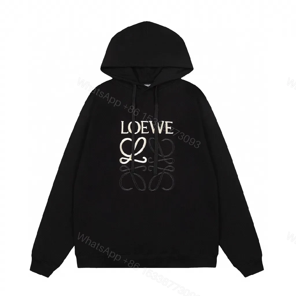 Black LOEWE-Inspired Monogram Hoodie: Luxe Streetwear Comfort — view 1