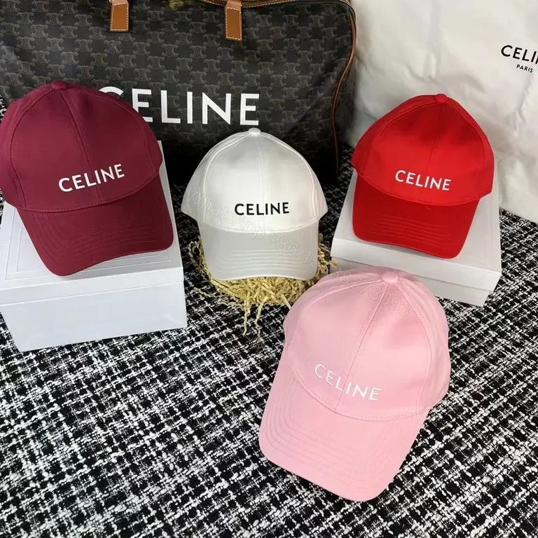 Color-Block Luxe Cap: Premium Cotton, Minimal CELINE Logo Cap — view 1
