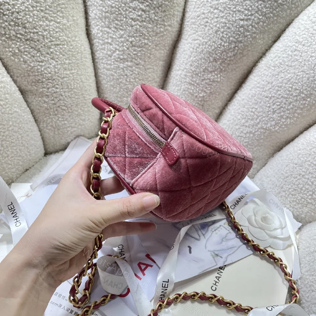 View 3 of Velvet Mini Bag: Gold Hardware, Chain, Chic Texture