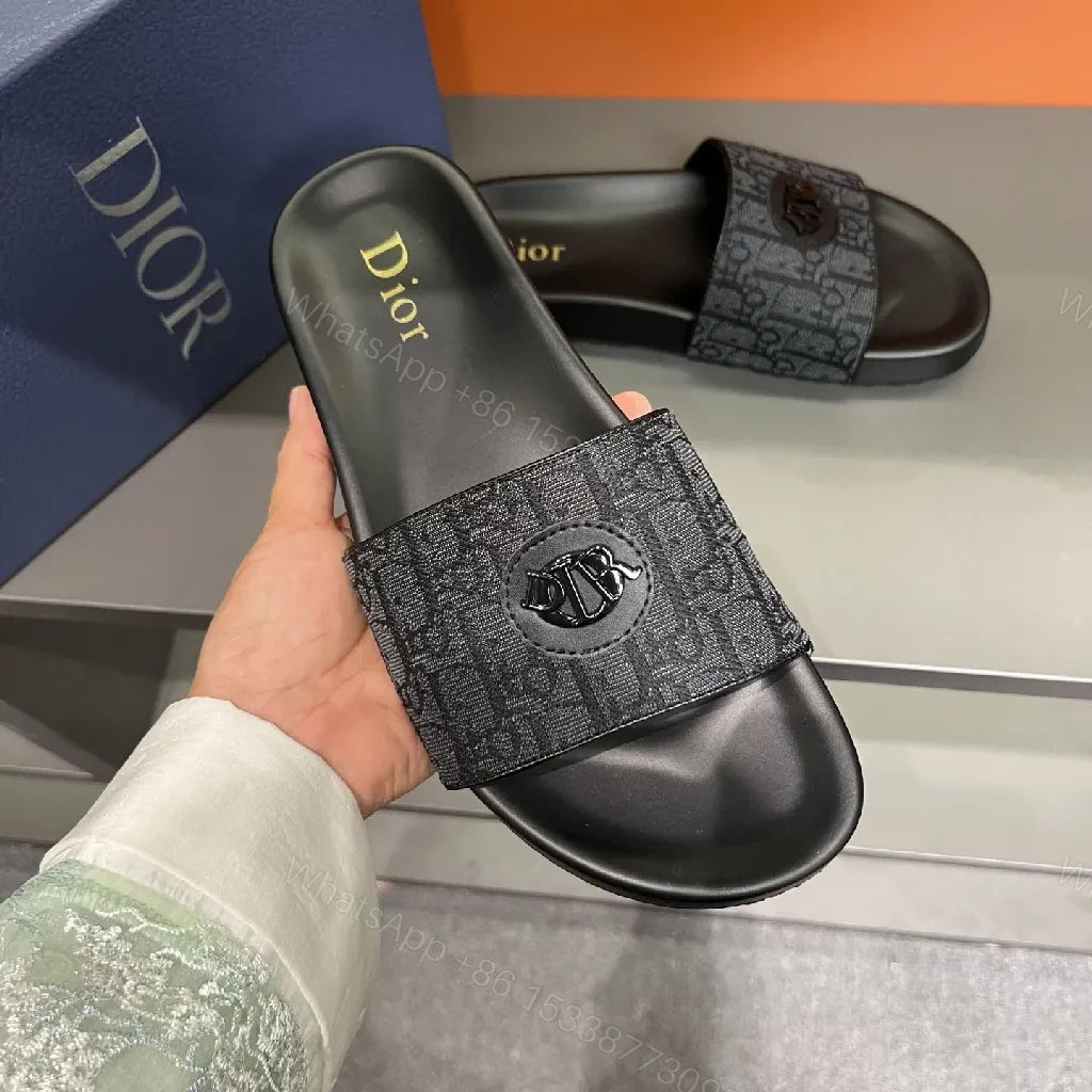 View 2 of Monogram Texture Black Slide: Everyday Luxury Footwear