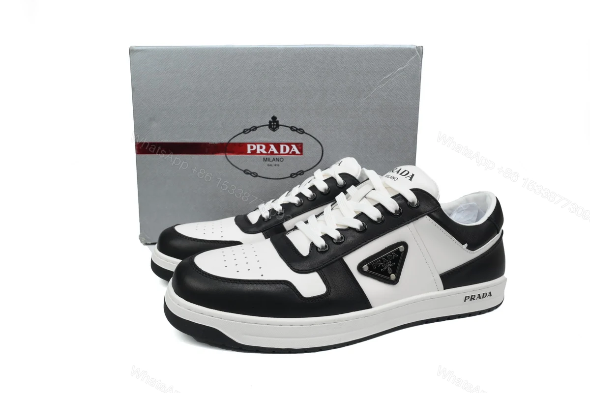 Prada Downtown Low Sneakers Black and White — view 2