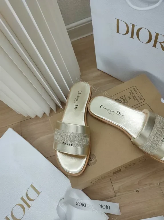 View 4 of Champagne Dior Minimalist Slides - Satin Strap, Luxury Comfort