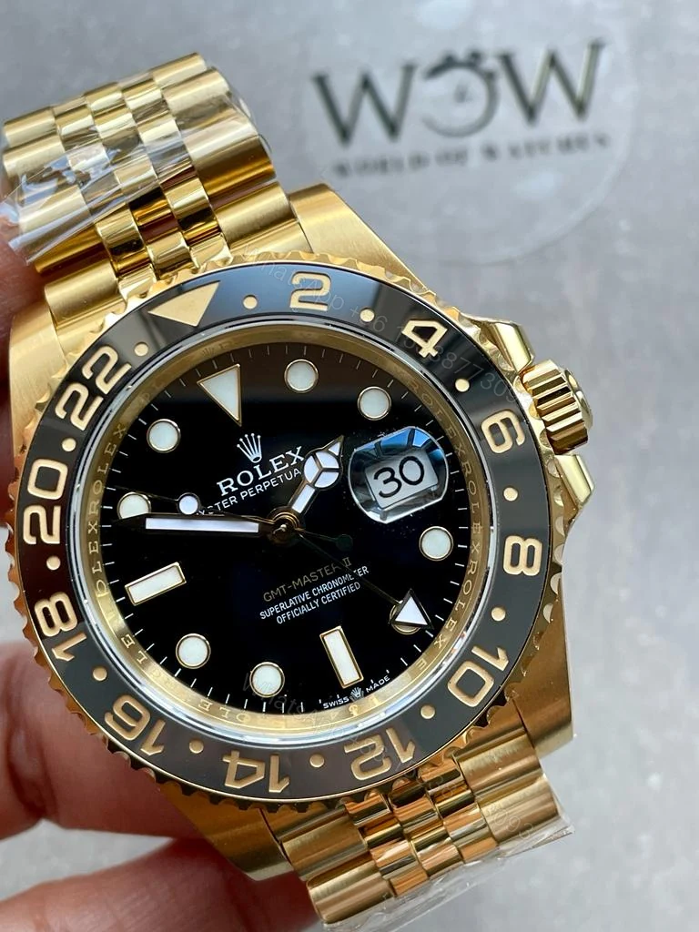 View 2 of EWF Factory 1:1 Rolex GMT-Master II 126718GRNR 904L YG Black Dial Dots VR3285