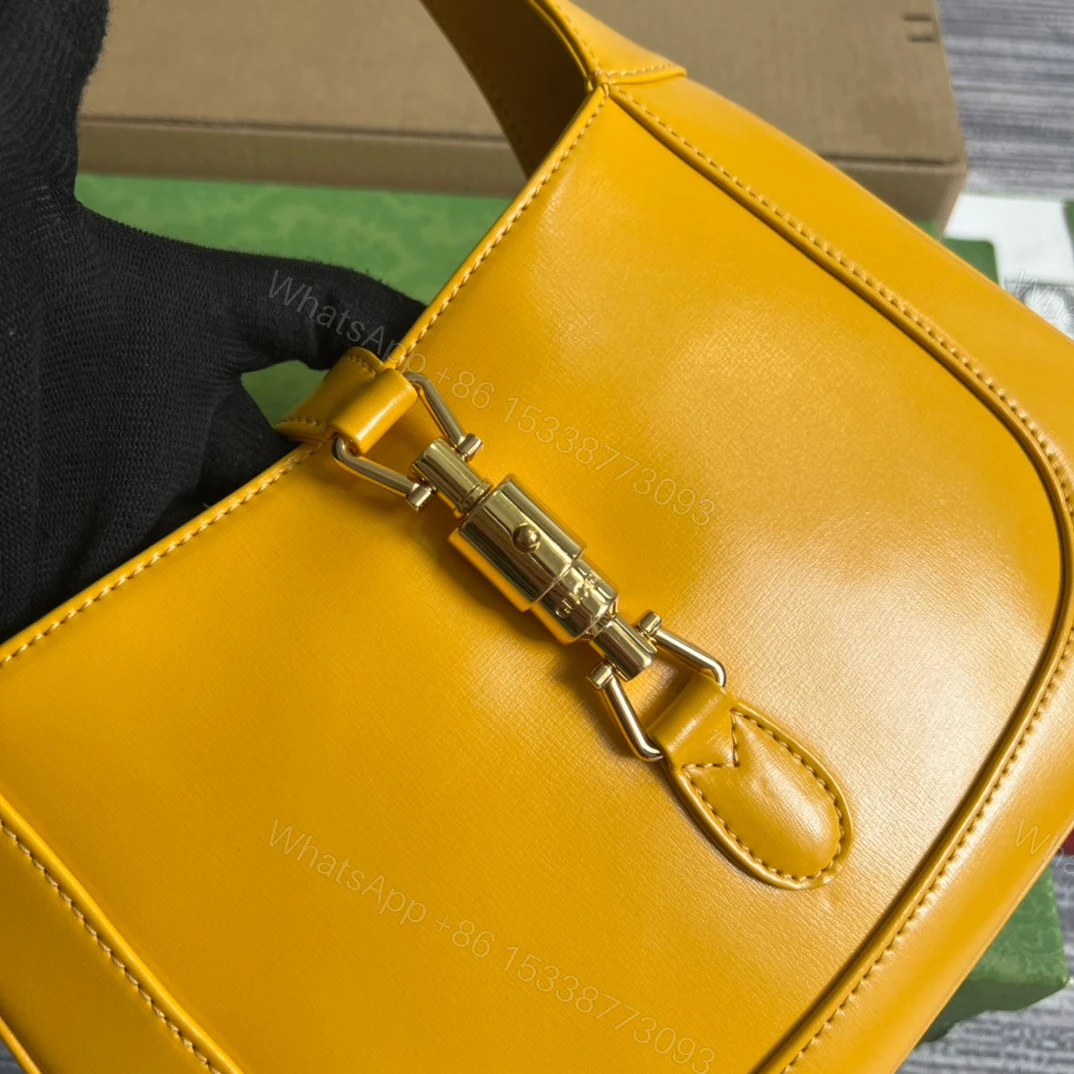 View 4 of GG JACKIE SMALL 28 SHOULDER BAG IN YELLOW CALFSKIN