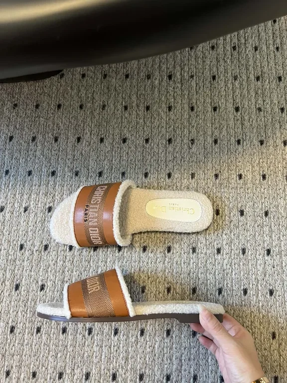 View 6 of Cozy Couture Plush Sliders with Leather Straps - Luxury House Sandals