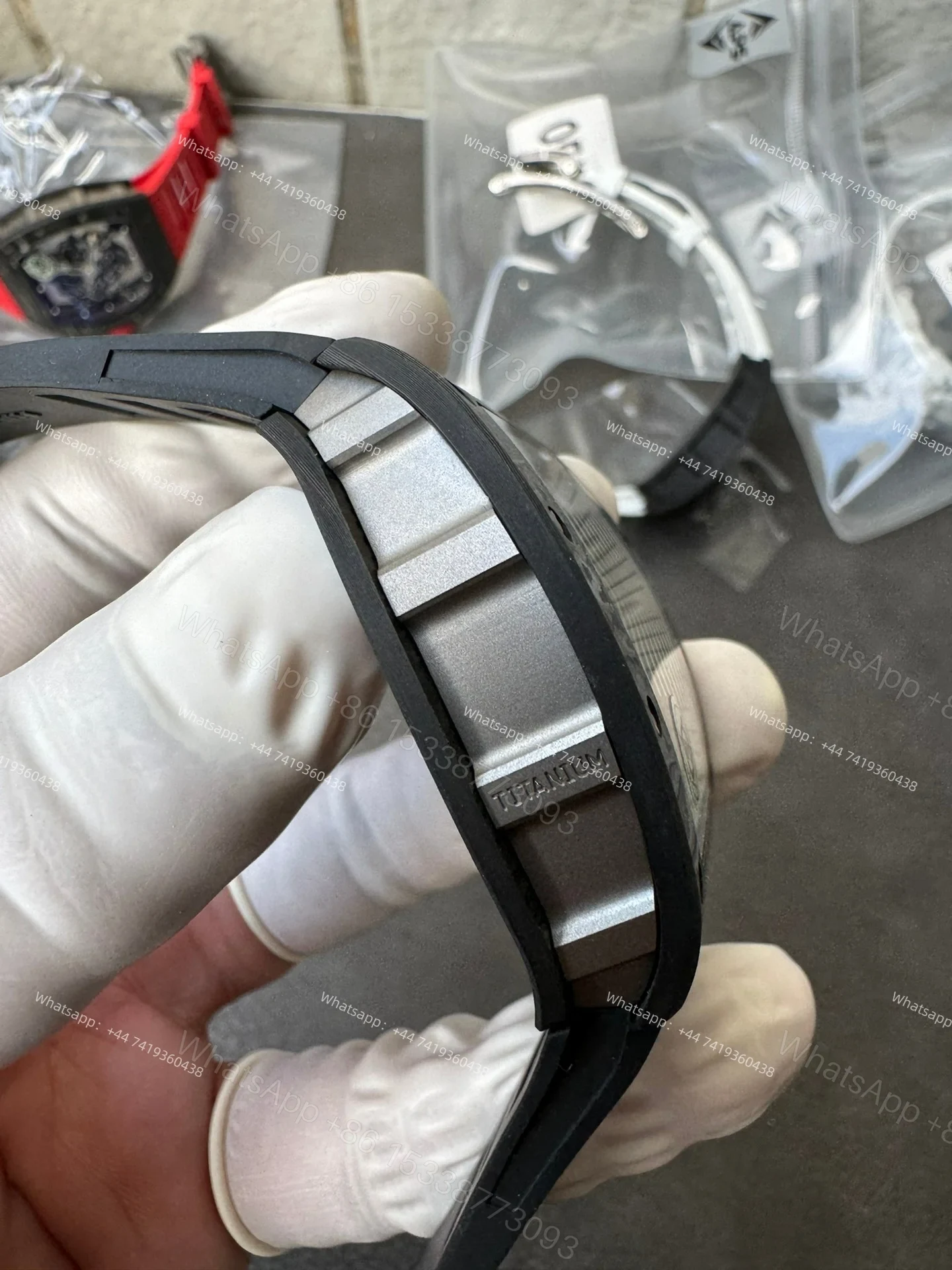 View 6 of Super Clone Richard Mille RM 055 Carbon TPT Black Rubber Strap 1:1 Replica Watch