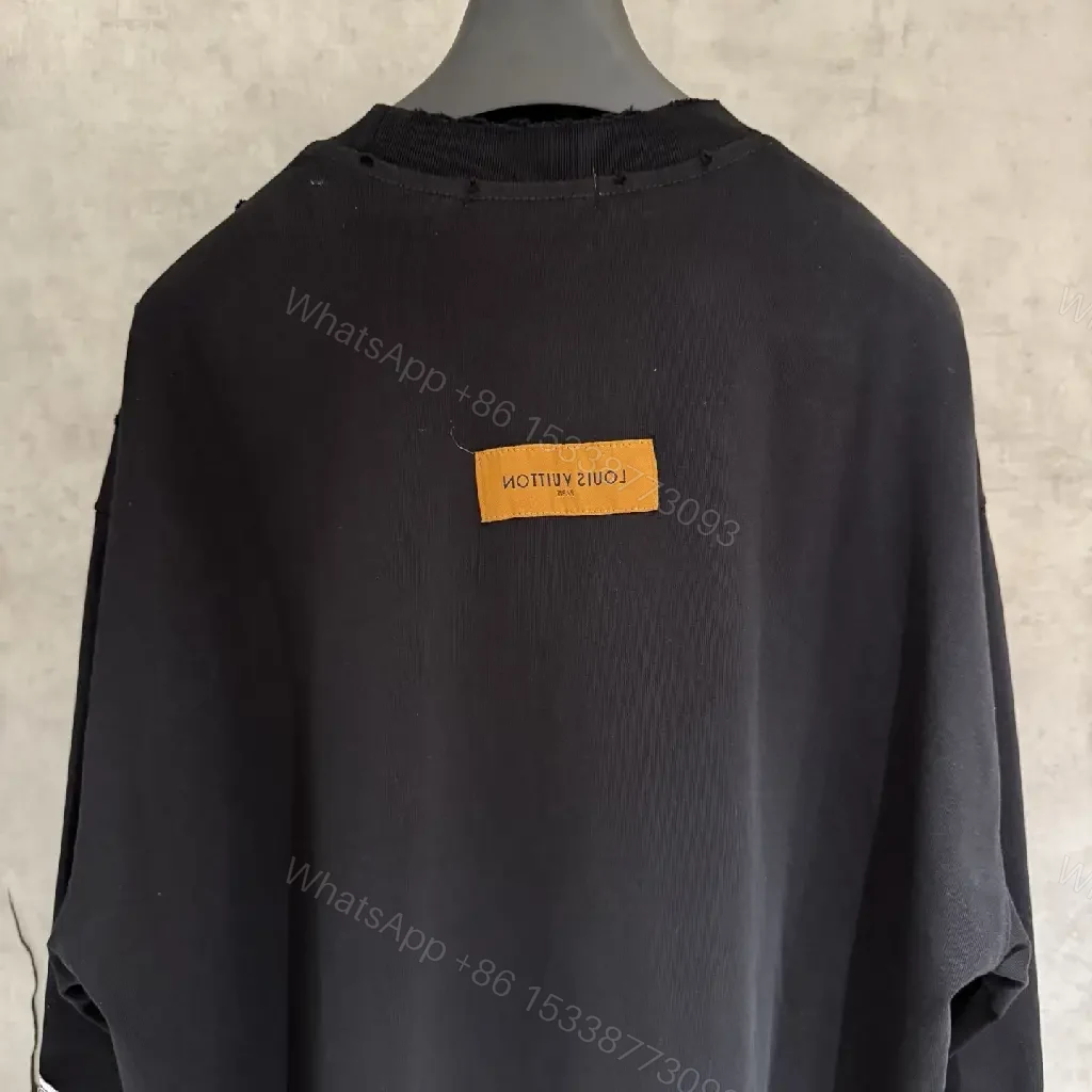 View 2 of Relaxed Black Sweatshirt - Monogram Embroidered Luxe Streetwear