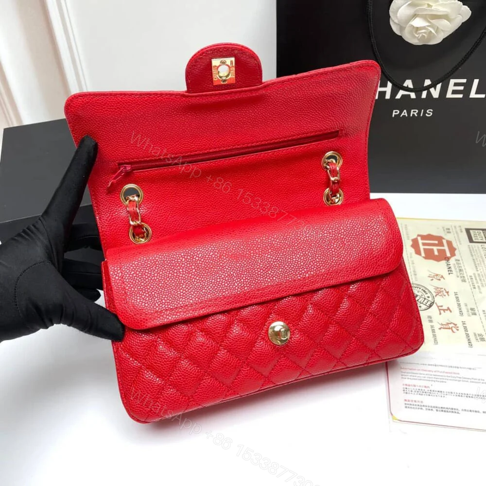 View 5 of Chanel Classic Small Flap Bag Dark Red Caviar 26Cm