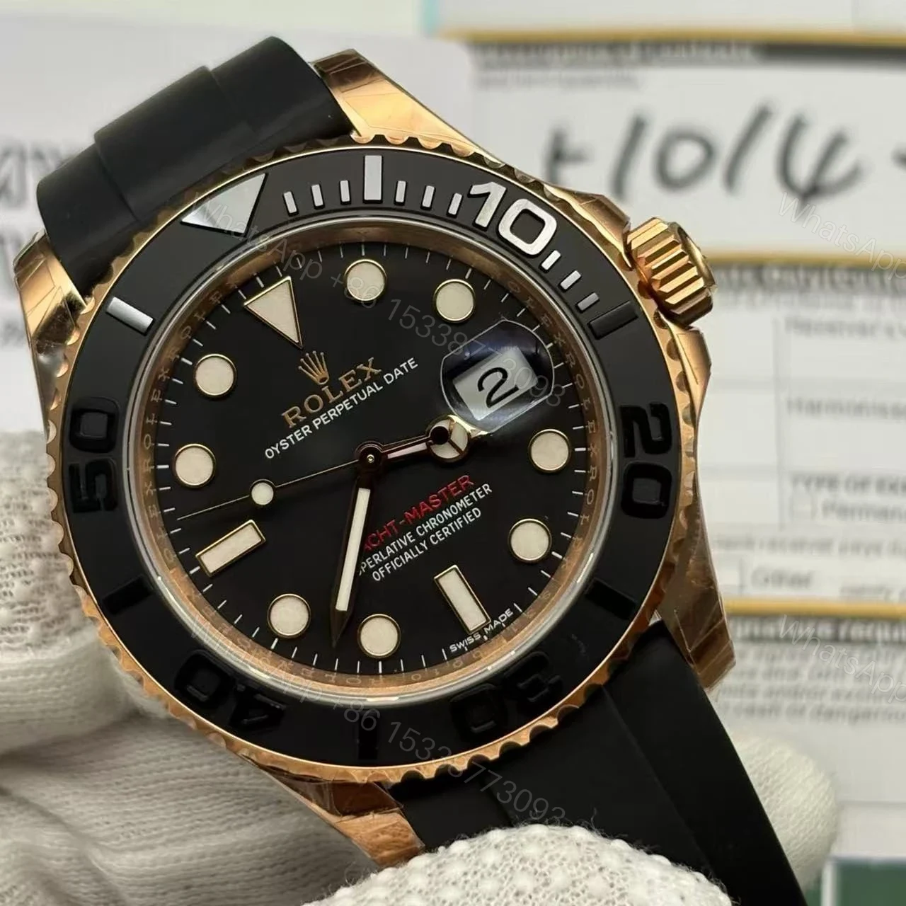 View 5 of Replica Yacht master Watch 1 – Rose Gold Swiss Made Clone