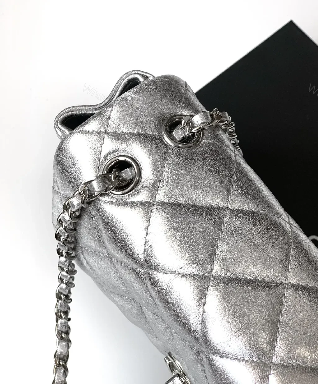 View 2 of Shimmer Quilted Chain Bag: Metallic Luxe Everyday Bag