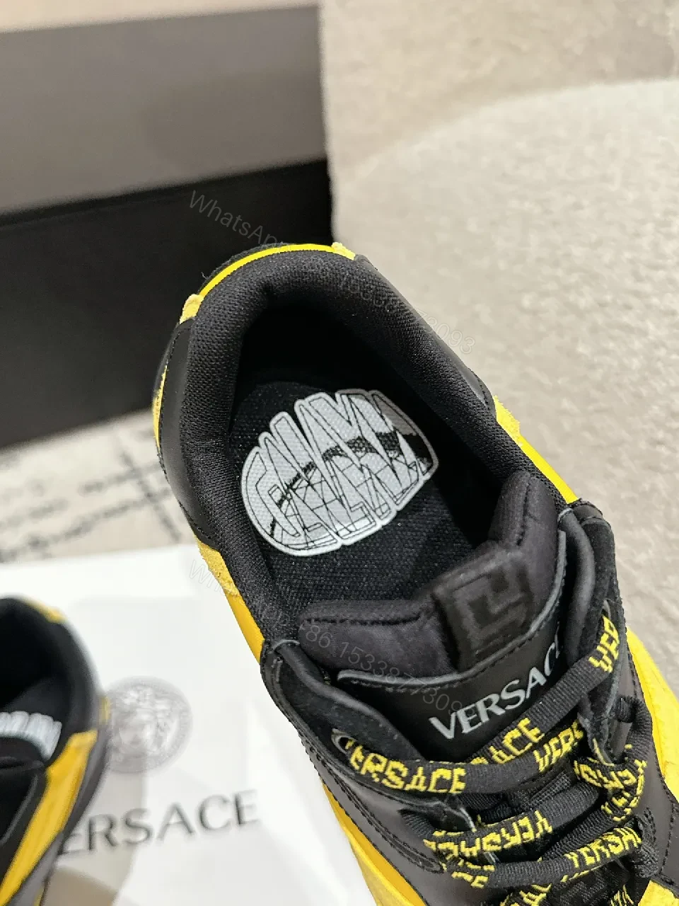 View 6 of Bold Black & Yellow Luxury High-Top Sneakers