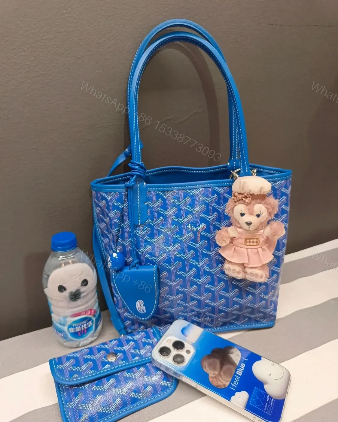 Goyard mini anjou bag blue leather — view 1