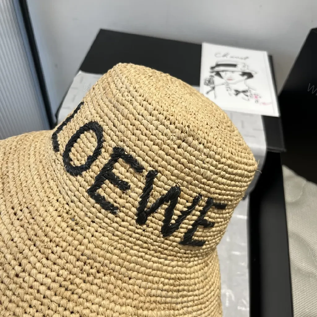 View 9 of Textured Straw Hat with Bold Lettering—Lux Breathable Sunhat