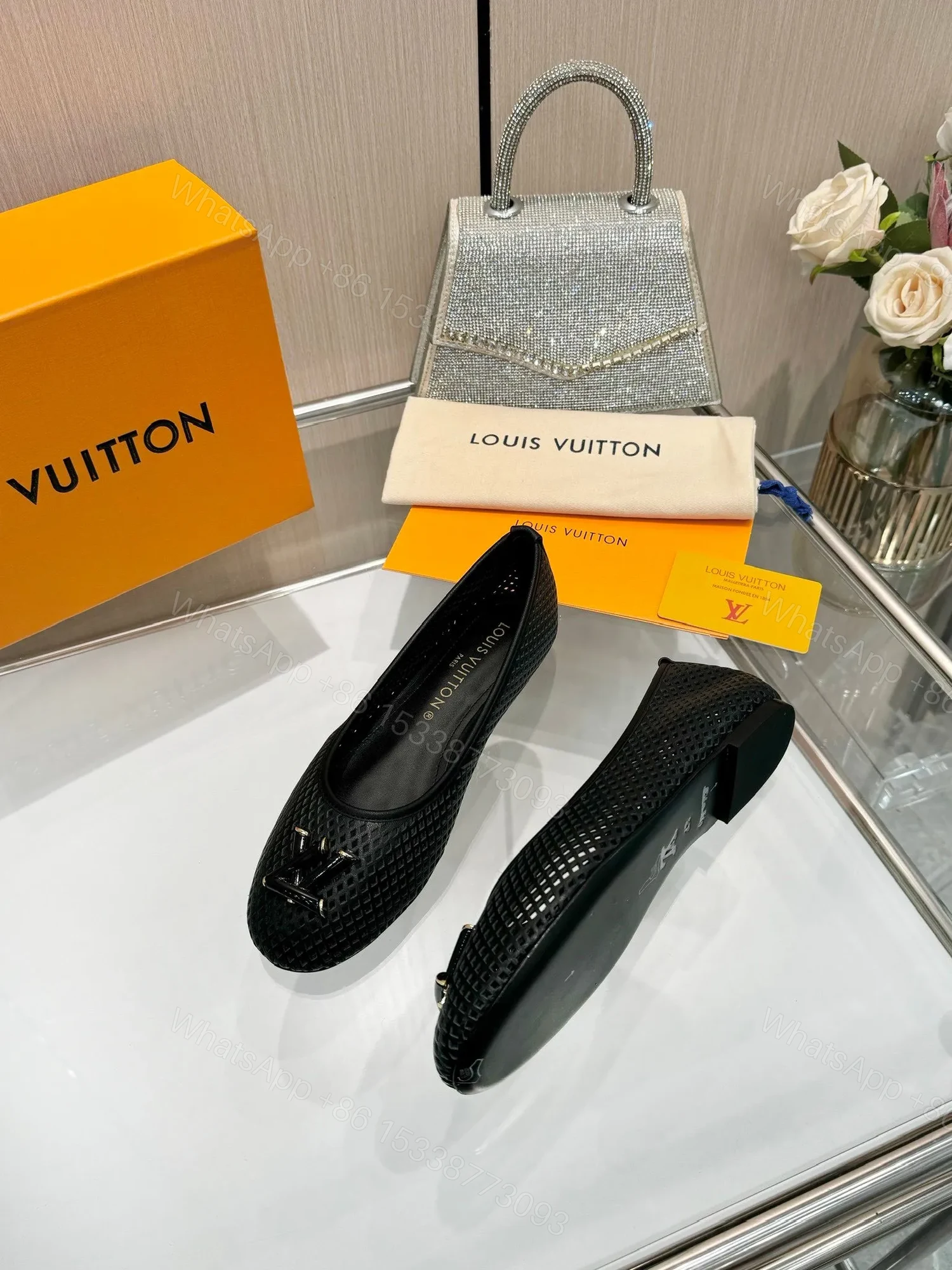 View 5 of LV Women Black Mesh Ballet Flats