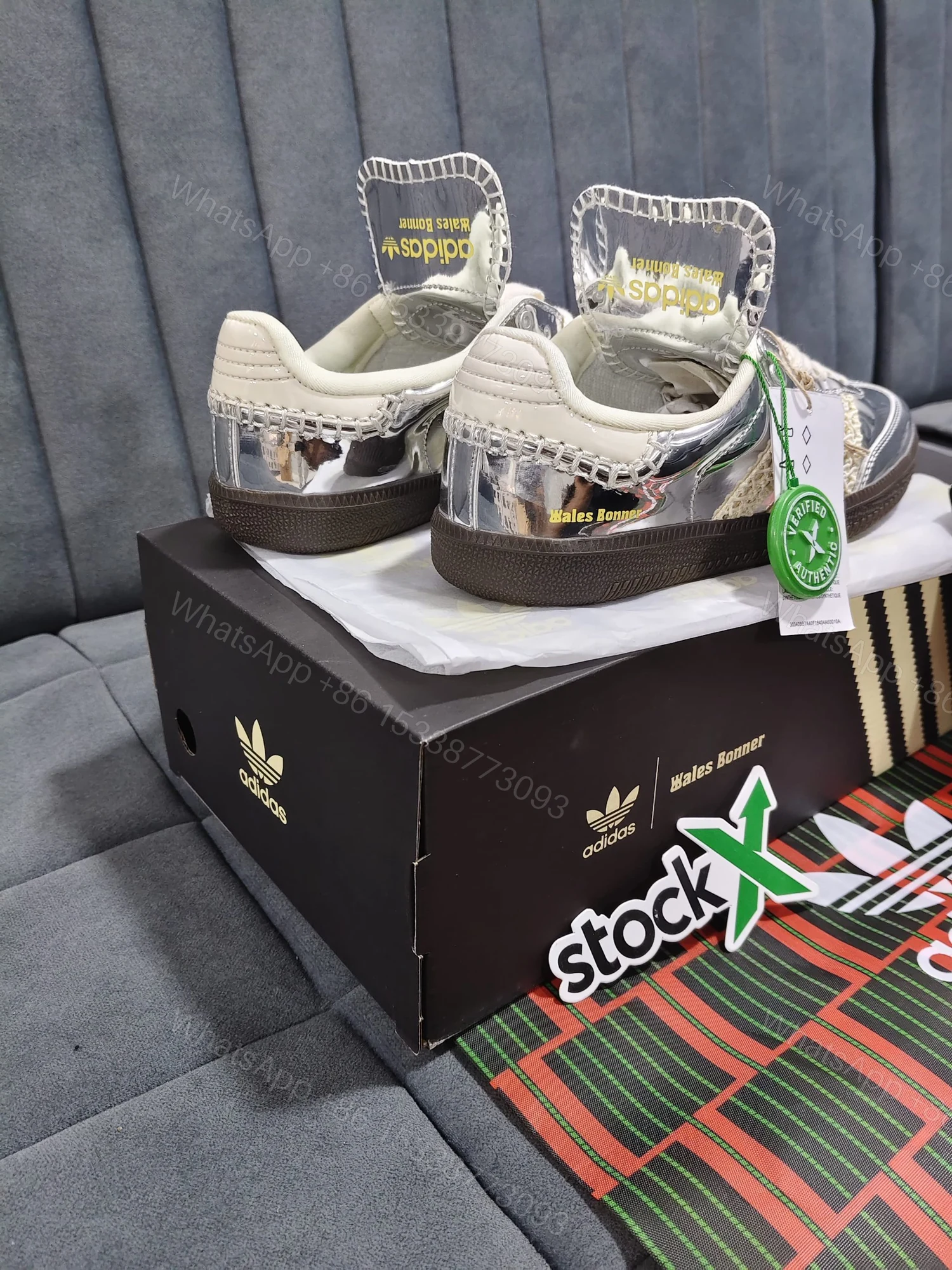 View 3 of FIRST COPY Adidas Samba x Wales Bonner Silver