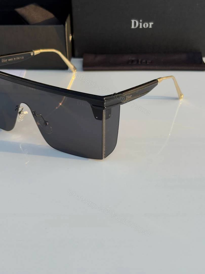 View 5 of First Copy Dior Shield Black Sunglasses Oversized Frame Unisex UV Protection