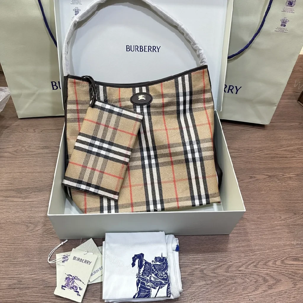 Classic Check Tote Set: Luxe Silk-Lined Carryalls with Gold Hardware — view 1