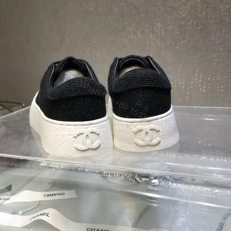 View 4 of Chanel-Inspired Canvas Sneakers: Black & White Luxe Comfort