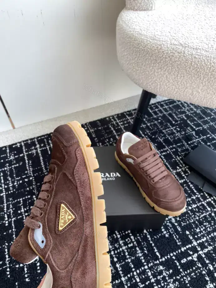 View 10 of PRADA TRAIL FADED SUEDE SNEAKERS IN DARK BROWN- PRD079