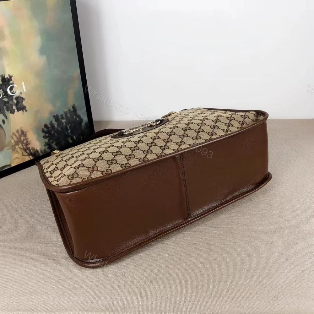 View 6 of Gucci Horsebit 1955 Shoulder Medium Tote Bag Brown 36Cm 623694