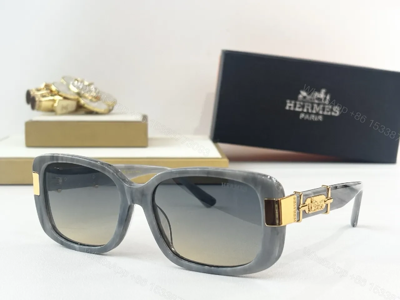View 3 of Black Acetate Cat-Eye Sunglasses with Gold Hardware - Luxe, Comfortable, Bold Style
