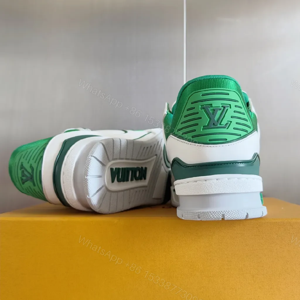 View 8 of Green Leather High-Top Sneakers with Luxury Styling