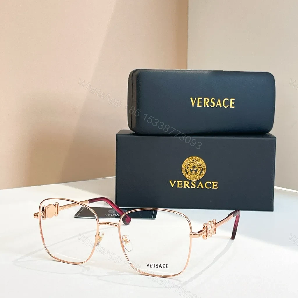 Rose-Gold Designer Eyewear with Medusa Detailing Eyeglasses — view 1