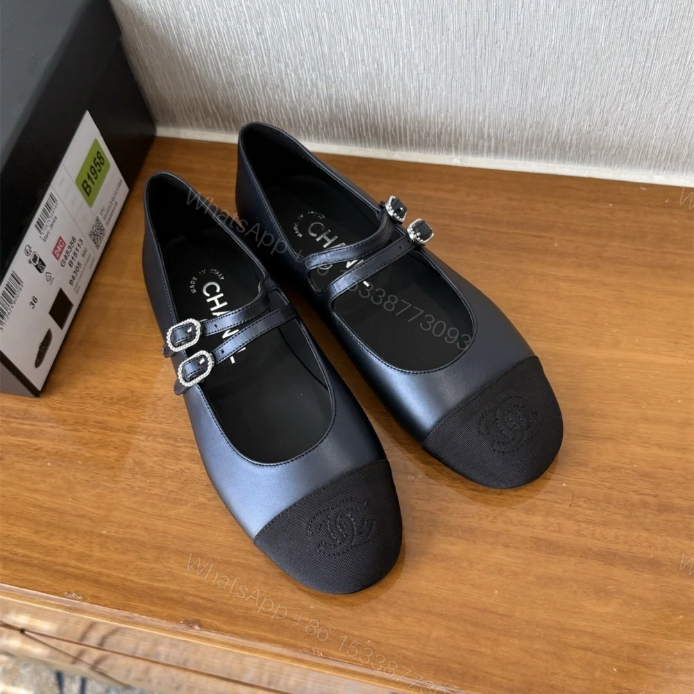 View 4 of 高仿Chanel*G45698圓頭塔扣平底鞋黑色免檢版