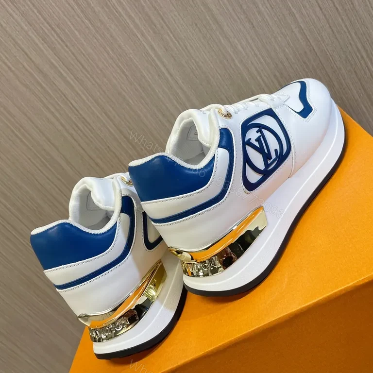 View 5 of White & Navy Luxury Trainer: LV-Emblem, Premium Sneaker