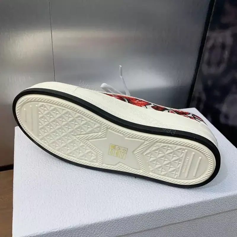 View 4 of WALK’N’DIOR PLATFORM SNEAKERS UNISEX LE COEUR DES PAPILLONS EMBROIDERED WHITE/RED – CD167