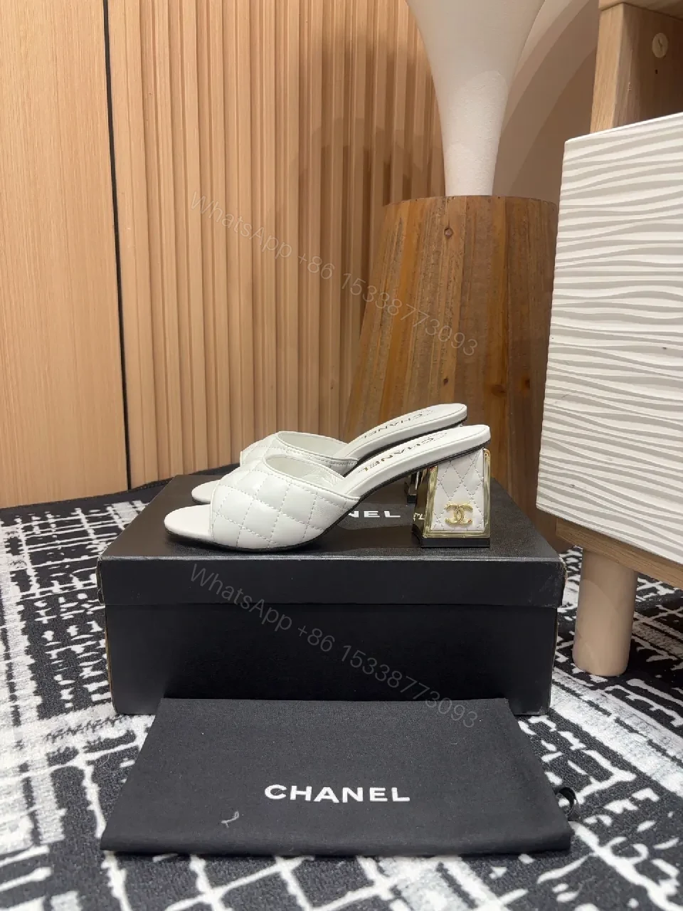 View 6 of Quilted Leather Mules: Satin Finish, Open-Toe, Slip-On Comfort