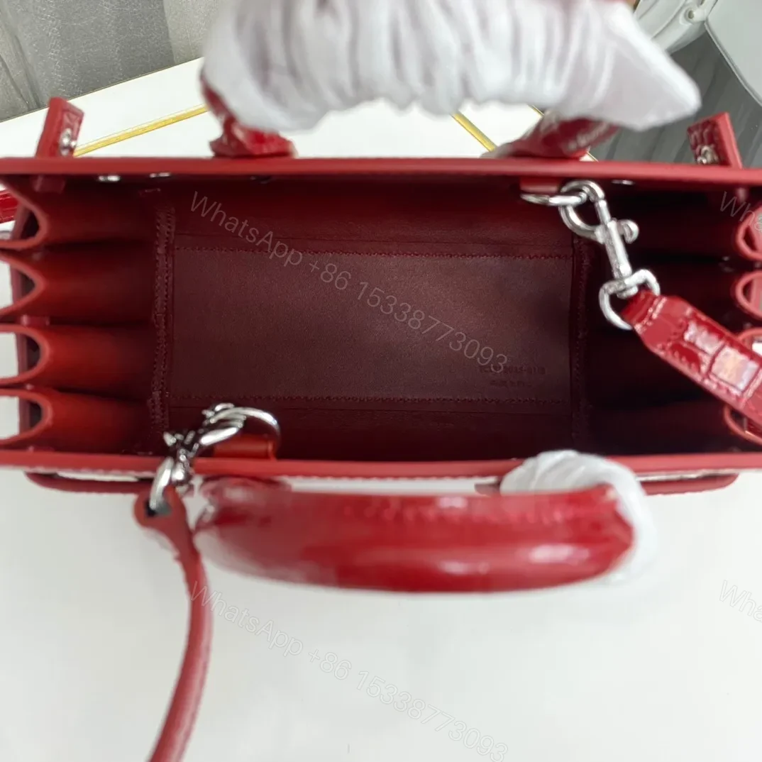 View 3 of Saint Laurent Paris Saint Laurent Red Croc Embossed Leather Nano Classic Sac De Jour Tote
