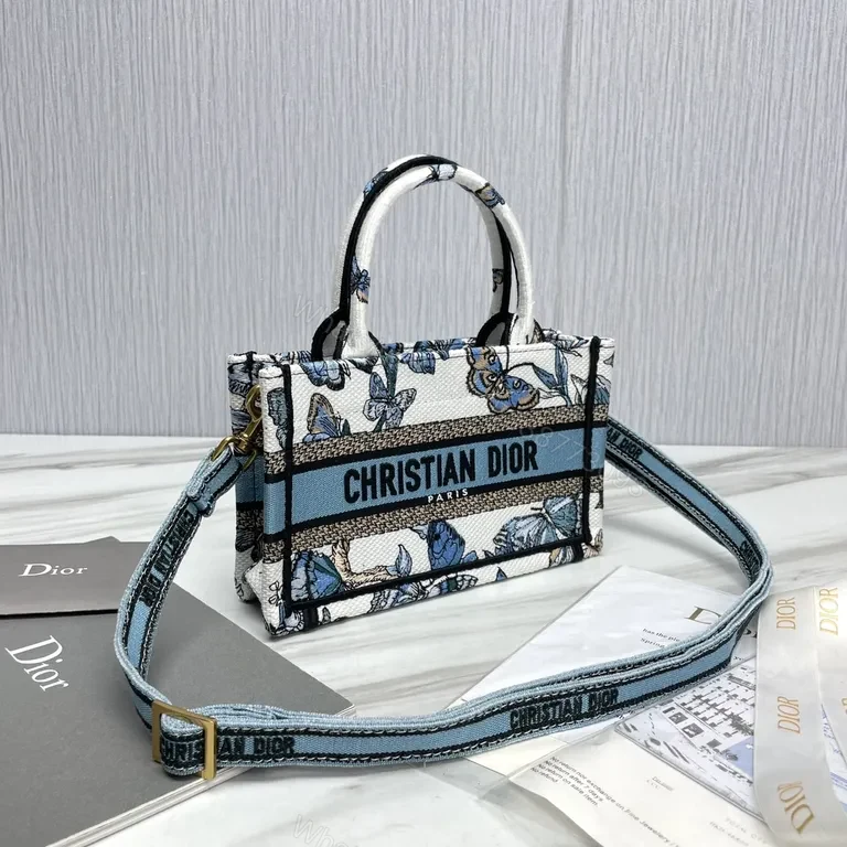 View 6 of Butterfly-Print Dior-Inspired Canvas Tote: Compact Luxury Carry