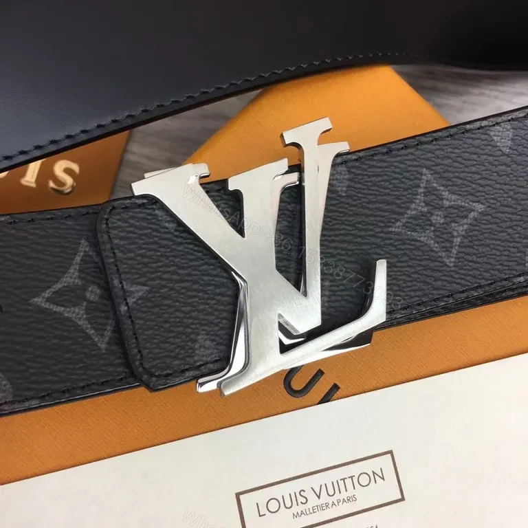 View 4 of Monogram Belt: Black LV Canvas, Bold Silver Buckle, Luxury
