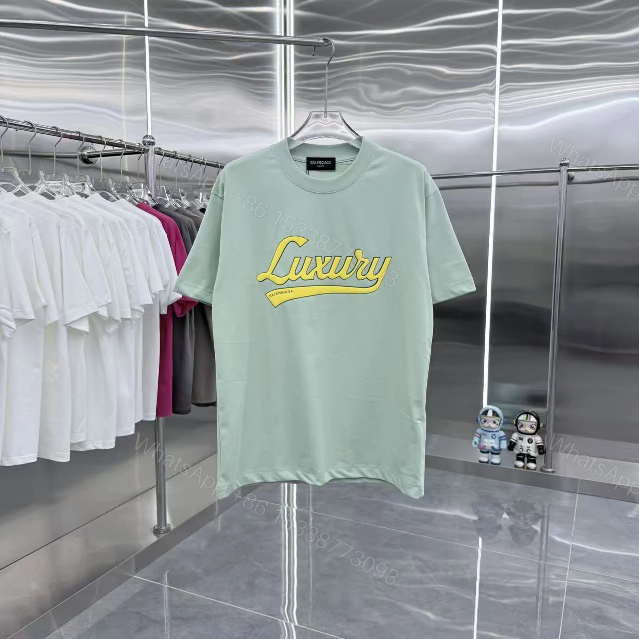 Balenciaga 一比一 Luxury字母印花短袖T恤 淺綠色清新休閒款 — view 1