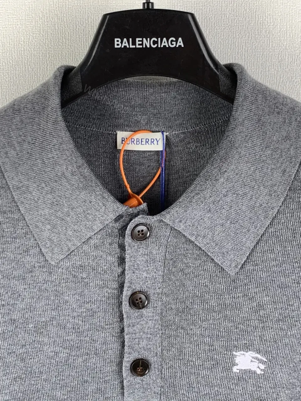 View 5 of Grey cotton polo knit polo shirt for everyday luxury