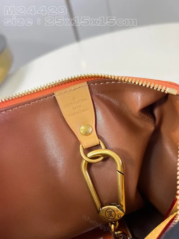 View 3 of Burnt-Orange LV Monogram Canvas Structured Tote Bag