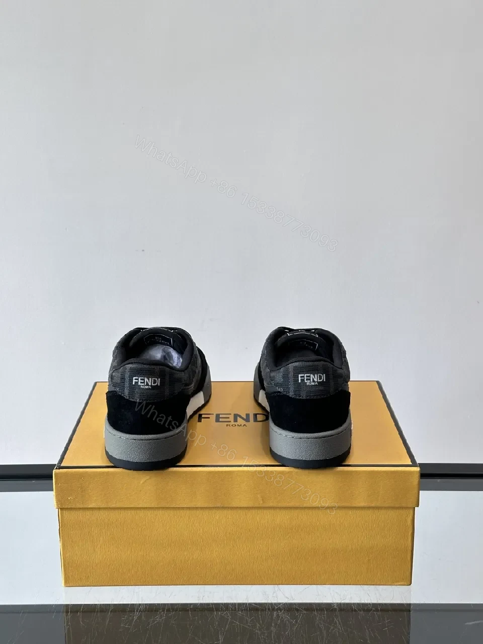 View 6 of Dark Luxe Monogram Platform Sneakers - High-Top Comfort