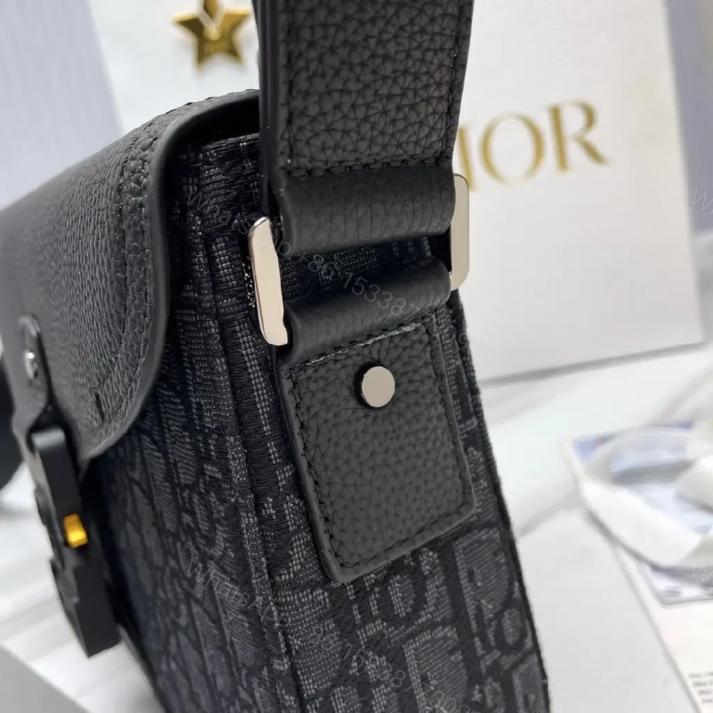 View 6 of Compact Dior Messenger Bag: Textured Leather, Structured Crossbody
