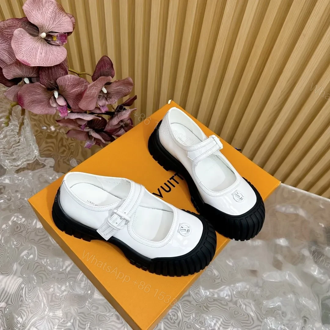 View 3 of LV Women White Patent Leather Rubber Toe Mary Janes