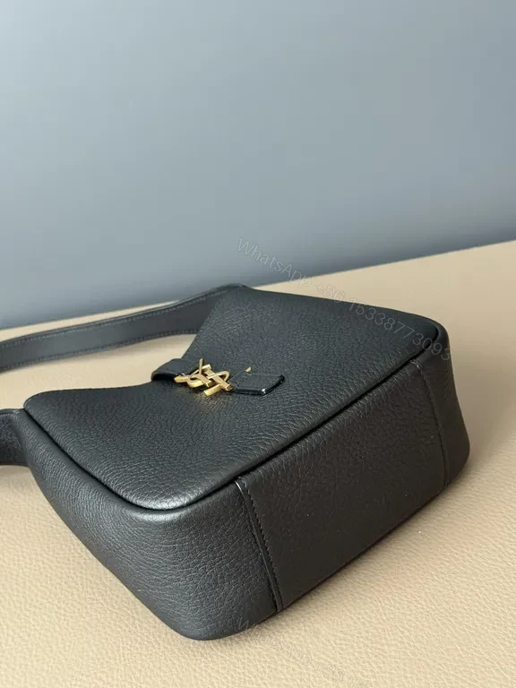 View 2 of Structured Leather Hobo with Gold YSL Accent â€“ Everyday Carry Bag