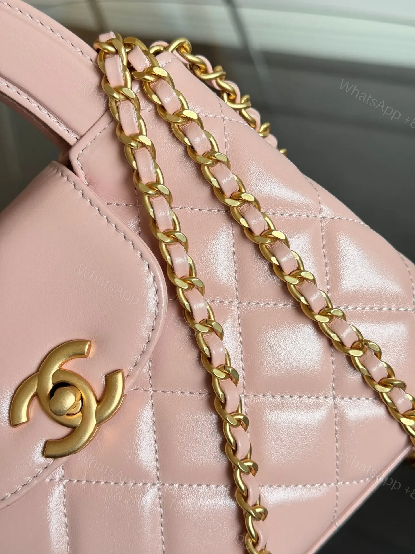View 6 of CHANEL KELLY BAG 19 IN LIGHT PINK CALFSKIN GOLD HARDWARE