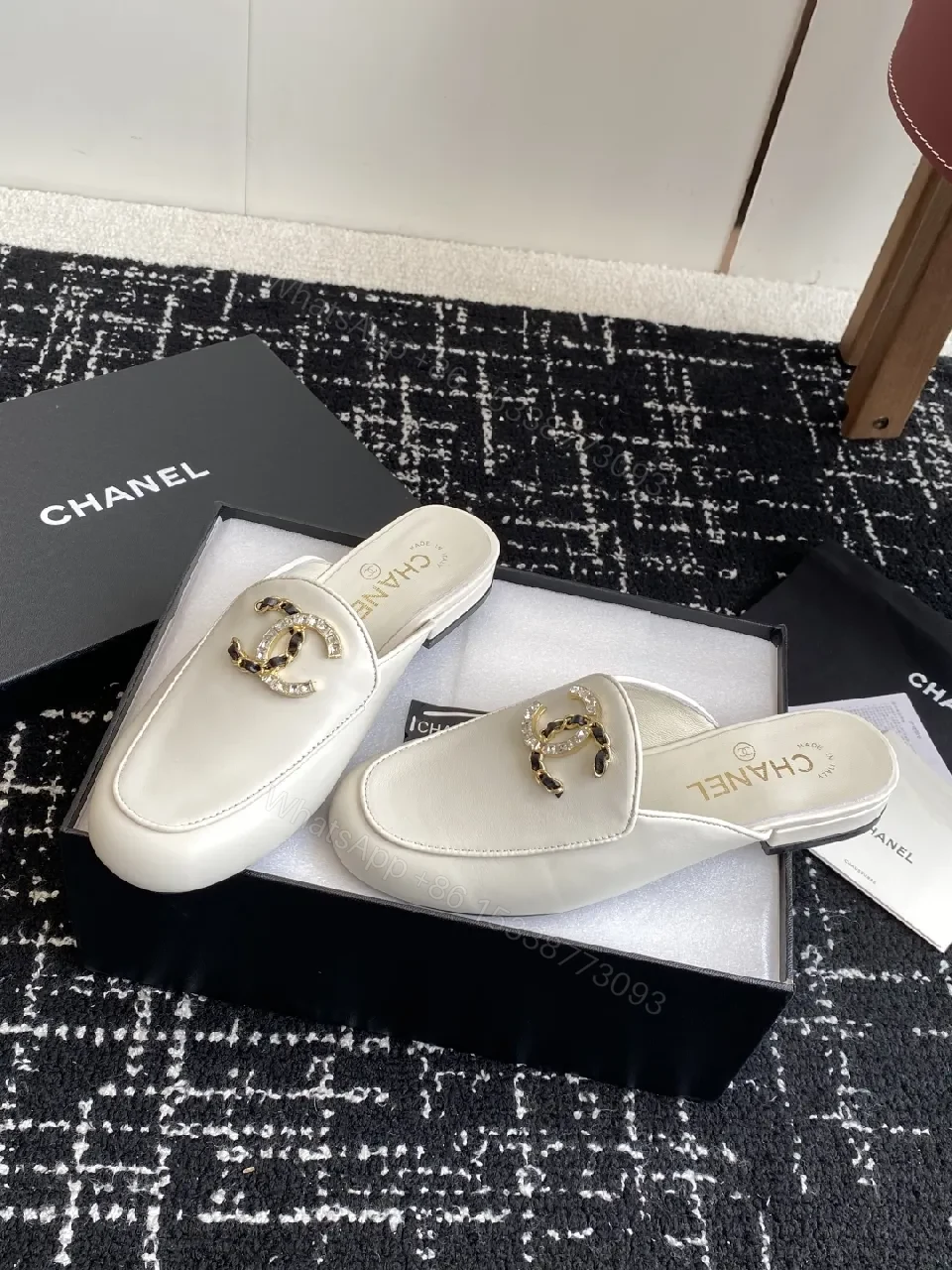 White Leather Mule + Gold Hardware + Modern Luxe + All-Day Comfort + Slide-On footwear — view 1